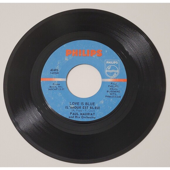 Paul Mauriat 45 RPM Love Is Blue (L'amour Est Bleu)/Sunny - Philips VG+ Pop '67 - Picture 2 of 3